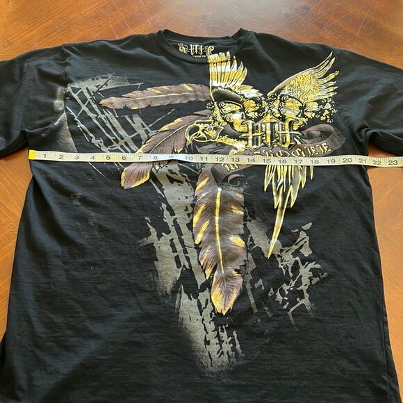 Muskogee Mens Large Black Metallic Graphic Print Tee Shirt - Picture 6 of 7